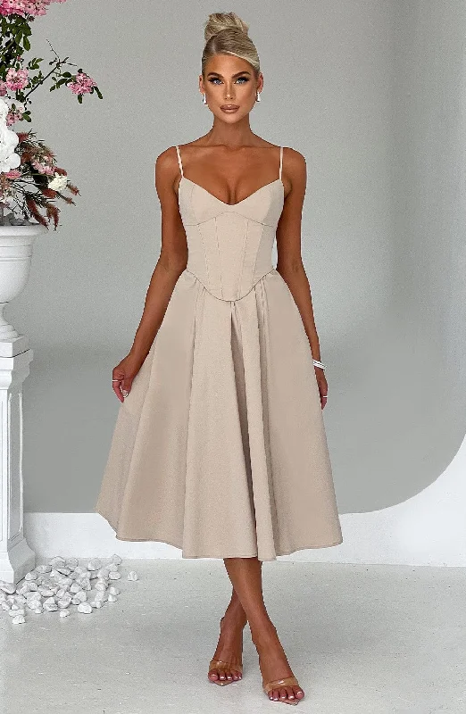 Mariella Midi Dress - Beige Midi Skirt Trend