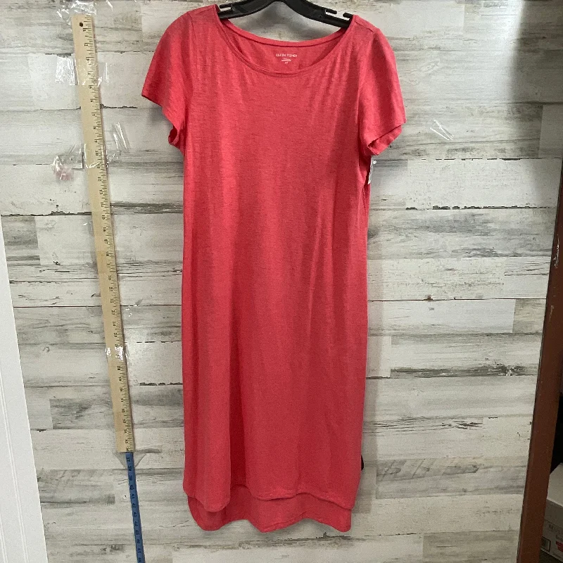 Orange Dress Casual Midi Eileen Fisher, Size S Pleated Satin Skirt